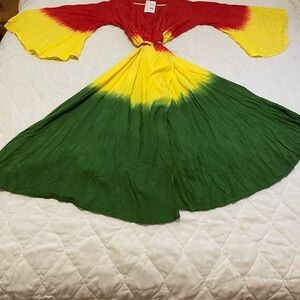 Jamaican style wraparound dress.   Free sized.